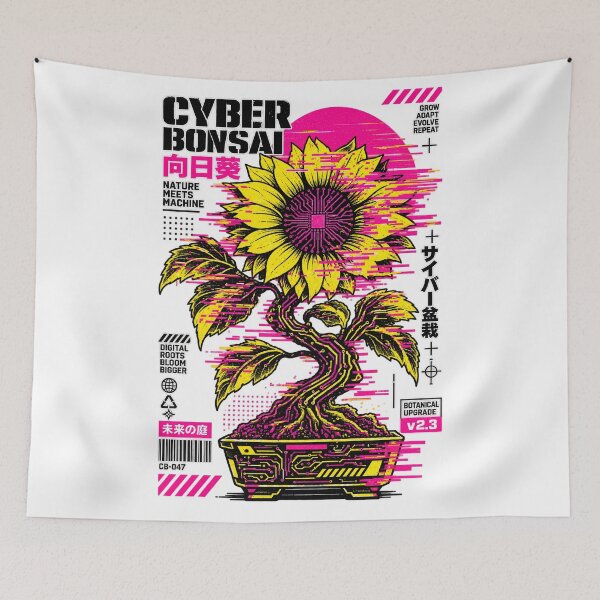 Item preview, Cyberpunk Sunflower Bonsai Glitch Art designed and sold by FUIRY .