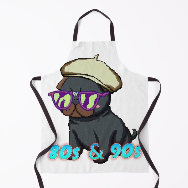 Item preview, 80s and 90s Retro Pug with Beret and Glasses designed and sold by PopDigital.