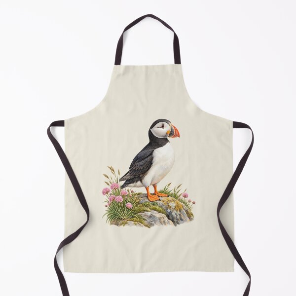 Item preview, Atlantic Puffin Coastal Wildflowers – Watercolor Bird Art designed and sold by astersgraphics.