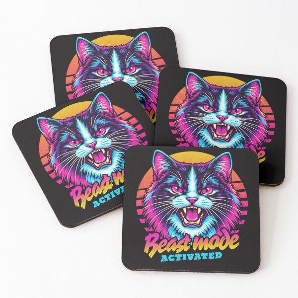 Item preview, Tuxedo Cat Beast Mode - Neon Cyberpunk Horror designed and sold by PixelsPaws.