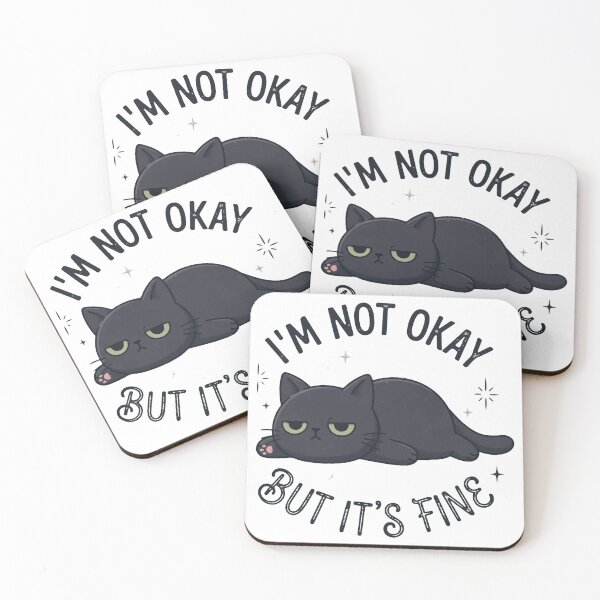 Item preview,  Grumpy Black Cat Not Okay But It's Fine designed and sold by matrixvip.