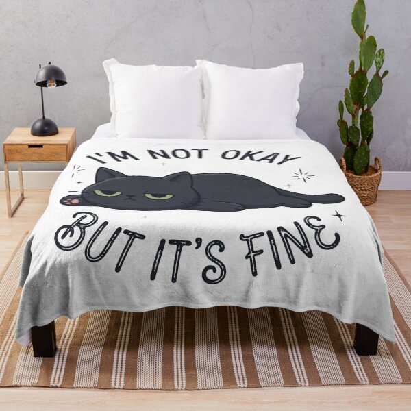 Item preview, Grumpy Black Cat Not Okay But It's Fine designed and sold by matrixvip.