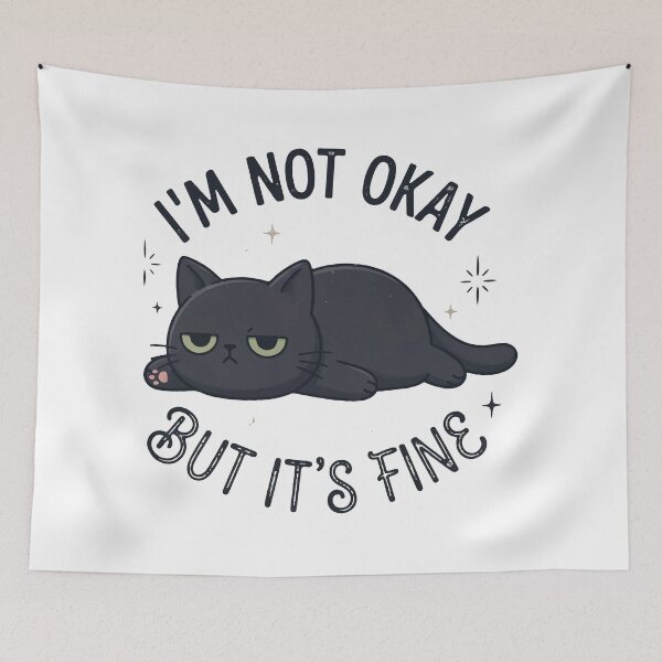 Item preview,  Grumpy Black Cat Not Okay But It's Fine designed and sold by matrixvip.