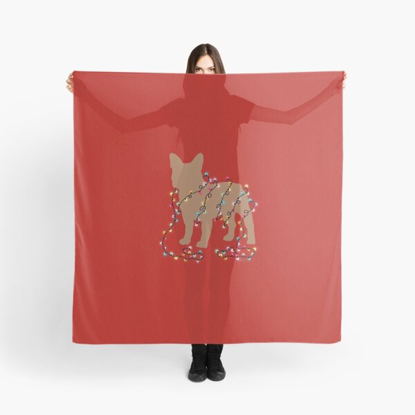 Item preview, Frenchie with Christmas lights red designed and sold by Ana Gorozpe.