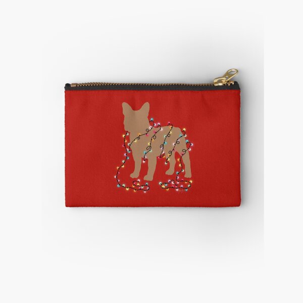 Item preview, Frenchie with Christmas lights red designed and sold by Ana Gorozpe.