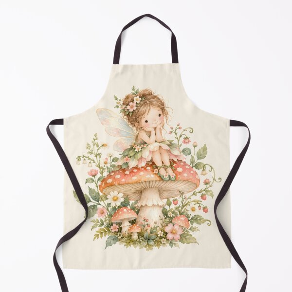 Item preview, Cute Fairy Sitting on Mushroom Watercolor Cottagecore Art designed and sold by looplandger.