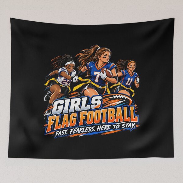 Item preview, Girls Flag Football — Fast. Fearless. Here to Stay designed and sold by signshirtz.