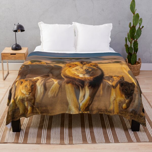 Item preview, African Lion Pride Walking Across Golden Savanna – Majestic Wildlife Photography designed and sold by LazyOwlStore.