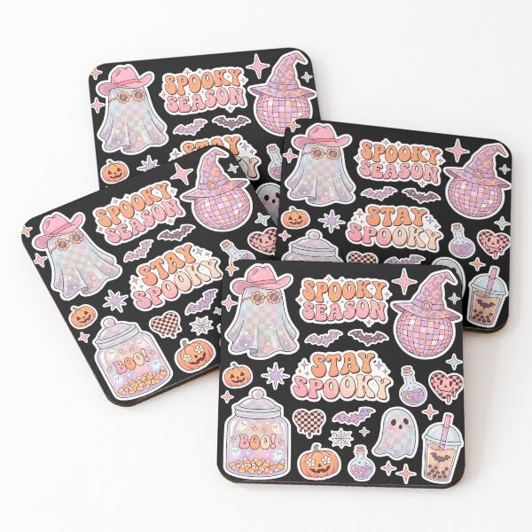 Item preview, Spooky Season Stay Spooky Pink Retro Halloween Cute Ghost Disco Ball Sticker Sheet Design designed and sold by Bhaskar Digital Art.