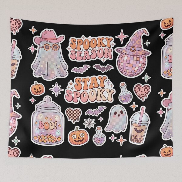 Item preview, Spooky Season Stay Spooky Pink Retro Halloween Cute Ghost Disco Ball Sticker Sheet Design designed and sold by Bhaskar Digital Art.