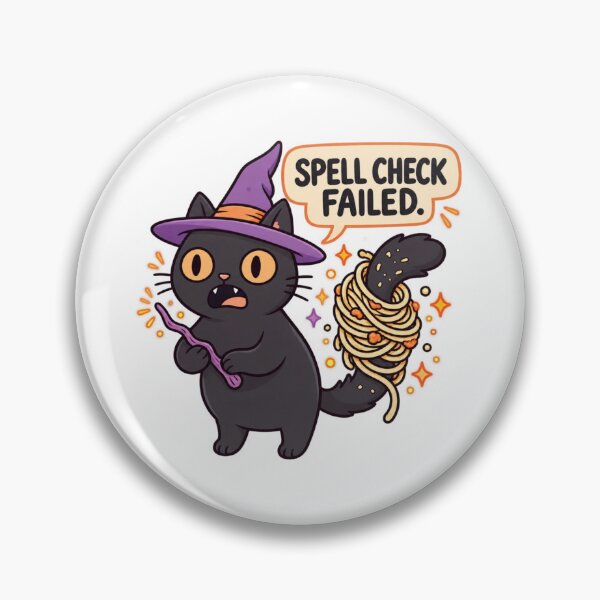 Artikelvorschau, Black Cat Witch Spell Check Failed – Funny Halloween Cat Food Pun entworfen und verkauft von MrDev.
