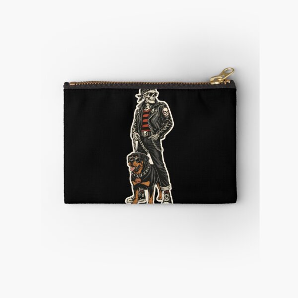 Item preview, Vintage Biker Skeleton Dad Rottweiler Dog Halloween Art designed and sold by gushtera.