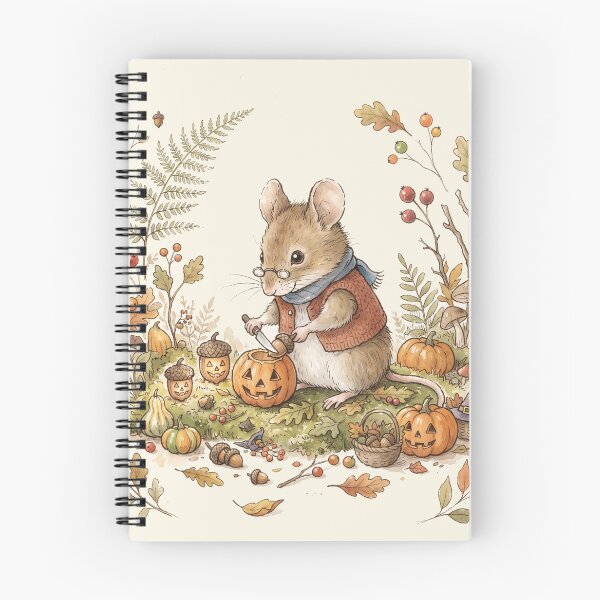 Item preview, Cozy Field Mouse Preparing for Halloween Watercolor Art designed and sold by Pasteltone.