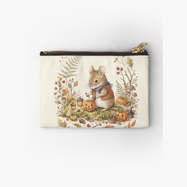 Item preview, Cozy Field Mouse Preparing for Halloween Watercolor Art designed and sold by Pasteltone.