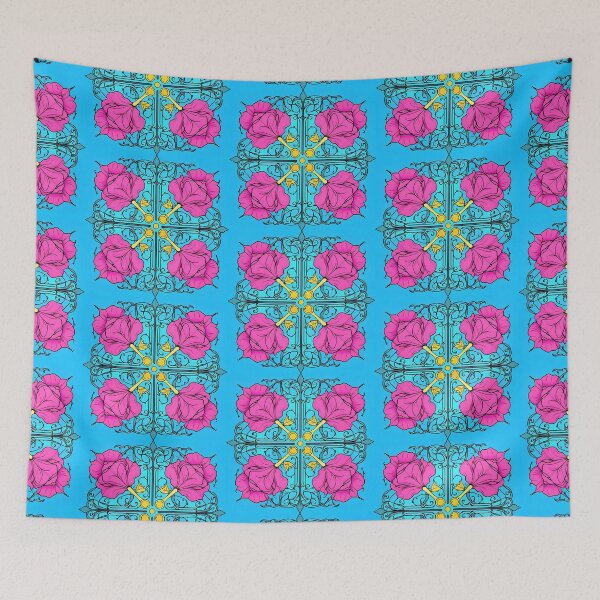 Item preview, Art Nouveau Pink Floral Mandala - Vintage Botanical Stained Glass Tile Art designed and sold by UniqueDesign751.