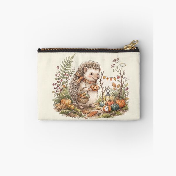 Item preview, Cute Hedgehog Gathering Halloween Pumpkins Watercolor designed and sold by Pasteltone.