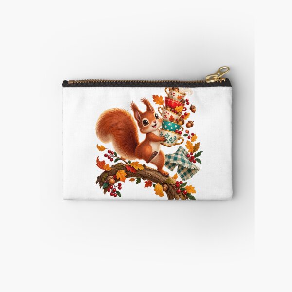 Item preview, Cute Red Squirrel Autumn Tea Picnic Animal Illustration for Shirts Stickers Mugs and Gifts designed and sold by Oddly Tiny Zoo.