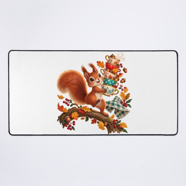 Item preview, Cute Red Squirrel Autumn Tea Picnic Animal Illustration for Shirts Stickers Mugs and Gifts designed and sold by Oddly Tiny Zoo.