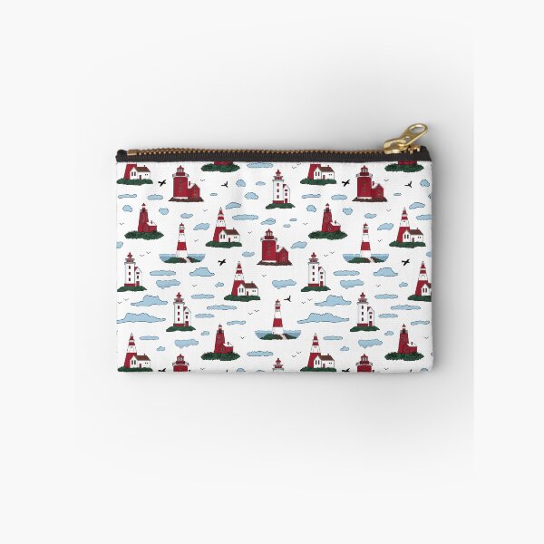 Item preview, Red and white lighthouses, clouds, and birds designed and sold by essskina.