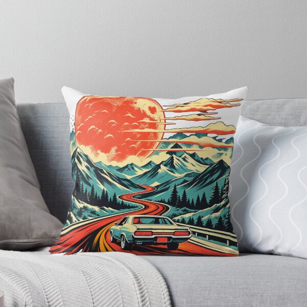 Item preview, Retro Mountain Road Trip – Vintage Sunset Drive designed and sold by Print Print On.
