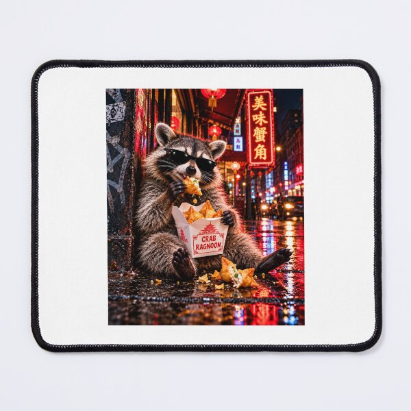 Item preview, Raccoon Eating Crab Rangoon on the Street Funny Meme designed and sold by WeirdlyMild.
