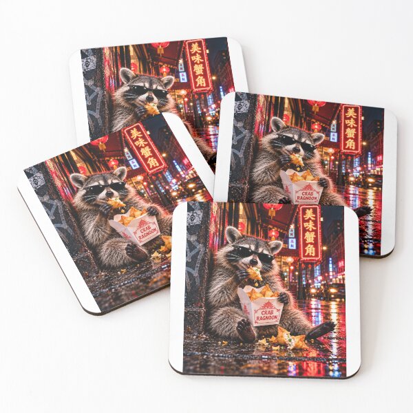 Item preview, Raccoon Eating Crab Rangoon on the Street Funny Meme designed and sold by WeirdlyMild.