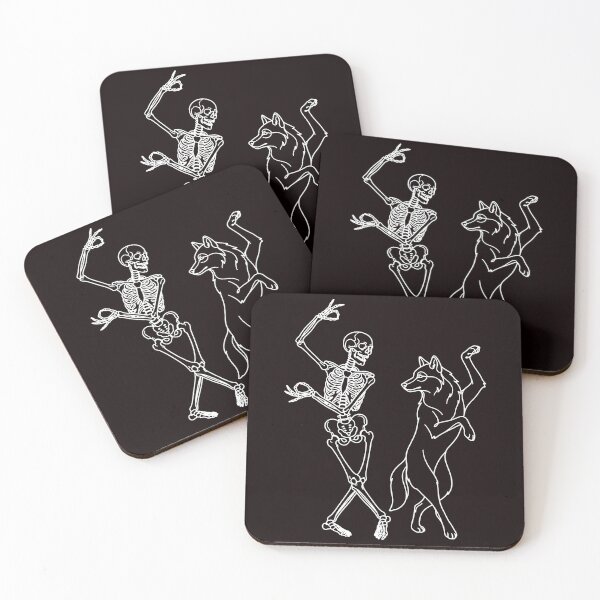 Item preview,  Skeleton and Wolf Dance White Outline designed and sold by matrixvip.