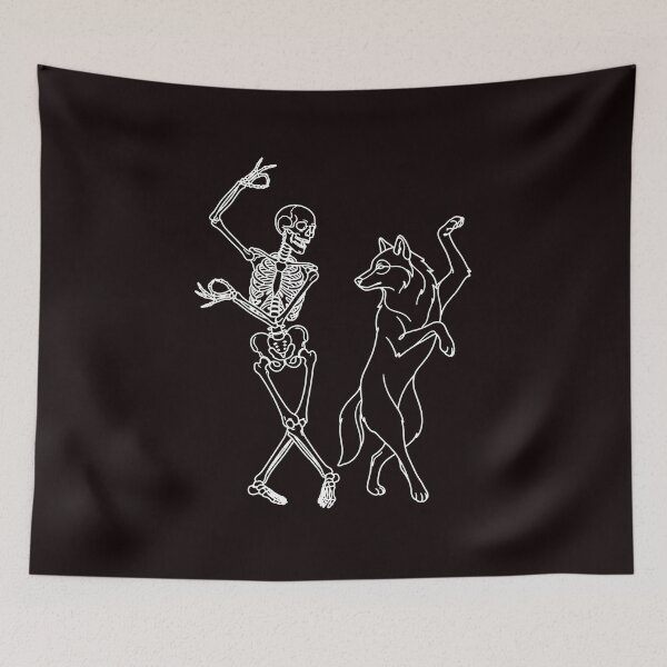 Item preview,  Skeleton and Wolf Dance White Outline designed and sold by matrixvip.