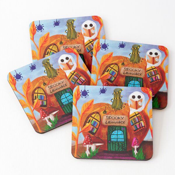 Item preview, Spooky Pumpkin Library with Reading Ghost designed and sold by Salomėja MayBeeInk.