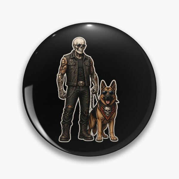 Artikelvorschau, Biker Skeleton Dog Dad German Shepherd Halloween Art entworfen und verkauft von gushtera.