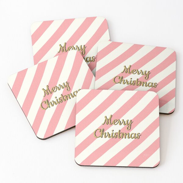 Item preview, Merry Christmas pink and white stripes designed and sold by Ana Gorozpe.