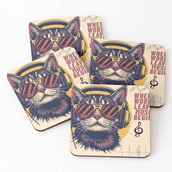 Item preview, music listning cat designed and sold by Zapixels.