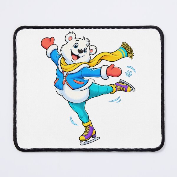 Item preview, Cute Cartoon Polar Bear Ice Skating Mascot designed and sold by ArtsAmaze.