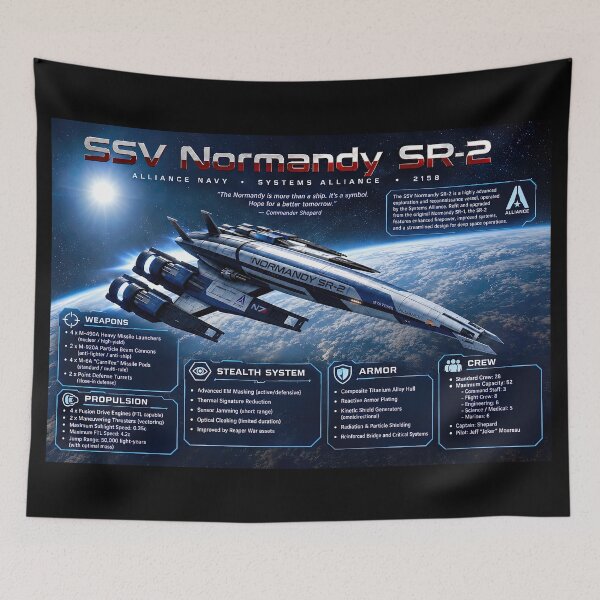 Item preview, SSV Normandy SR-2 Technical Blueprint Schematics & Specifications Art designed and sold by The Funky Sprunki.