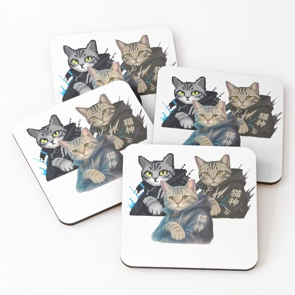 Item preview,  Three Cat Gods — Pixel Art & Anime Cat Trio designed and sold by TheSweetStack.