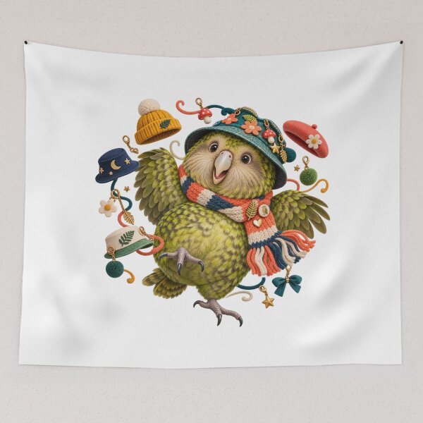 Item preview, Funny Kakapo Funky Hat Fashion Animal Illustration for Shirts Stickers Mugs and Gifts designed and sold by Oddly Tiny Zoo.