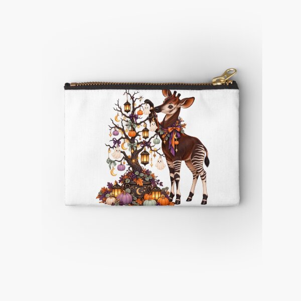 Item preview, Cute Okapi Halloween Tree Decorating Animal Illustration for Shirts Stickers Mugs and Gifts designed and sold by Oddly Tiny Zoo.
