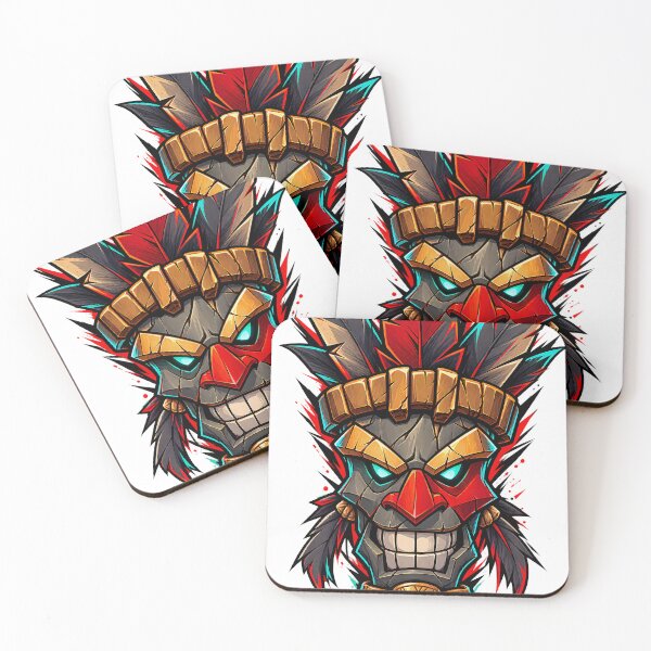 Artikelvorschau, Krieger mit Stammes-Tiki-Maske – Wilde, polynesisch inspirierte Straßenkunst entworfen und verkauft von Grapyziip.