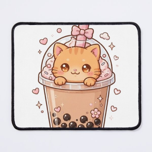 Item preview, Kawaii Boba Tea Cat Orange Cute Bubble Tea Pastel designed and sold by ReginaNunn.