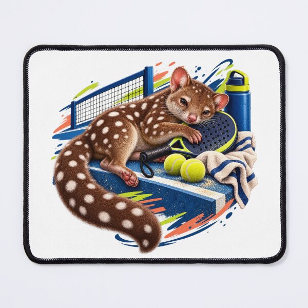 Item preview, Tired Spotted Tail Quoll Padel Court Animal Illustration for Shirts Stickers Mugs and Gifts designed and sold by The Tired Animal Club.