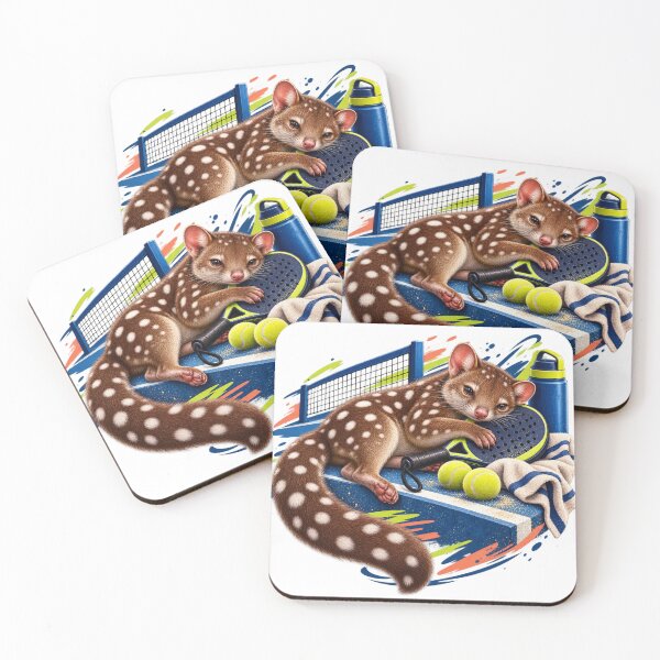 Item preview, Tired Spotted Tail Quoll Padel Court Animal Illustration for Shirts Stickers Mugs and Gifts designed and sold by The Tired Animal Club.