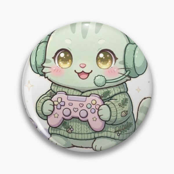 Item preview, Cozy Gamer Cat Mint Green Headset Pink Controller Pastel designed and sold by ReginaNunn.