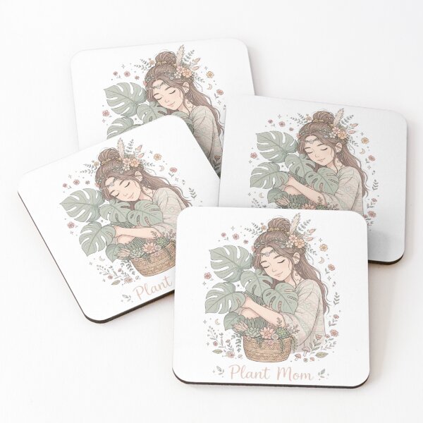 Item preview, Plant Mom Monstera Boho Line Art Girl Hugging Plant Pastel designed and sold by ReginaNunn.