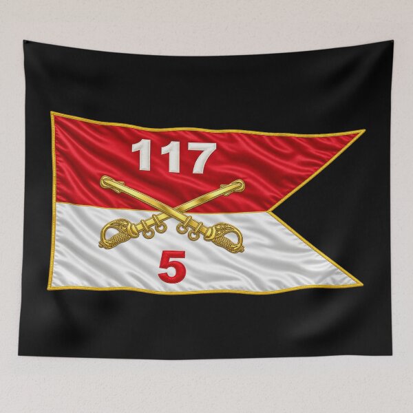 Artikelvorschau, Heer – 5. Schwadron, 117. Kavallerieregiment – Standarte 3D – Transparent entworfen und verkauft von Military Insignia Products.