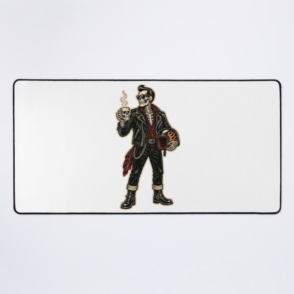 Item preview, Vintage Biker Skeleton Coffee Barista Halloween Art designed and sold by gushtera.