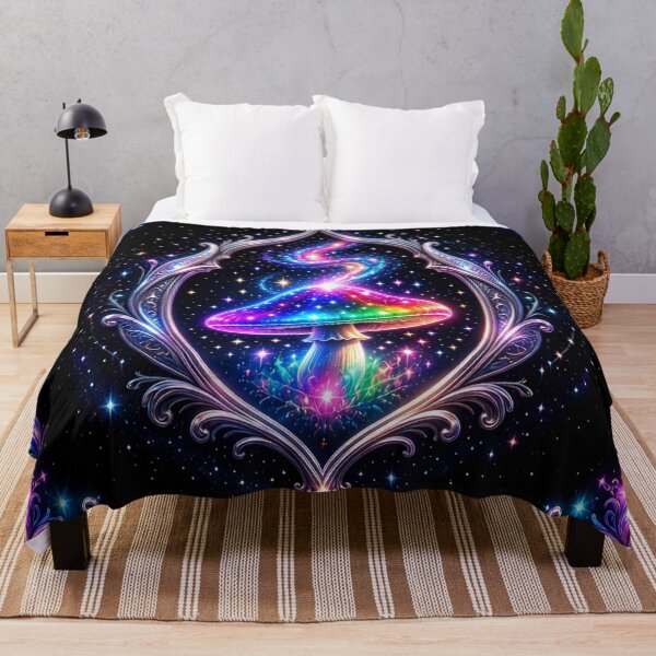 Item preview, Psychedelic Cosmic Mushroom - Celestial Neon Baroque Art designed and sold by Breezes-of-Ida.