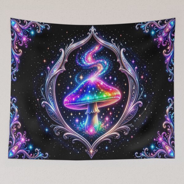 Item preview, Psychedelic Cosmic Mushroom - Celestial Neon Baroque Art designed and sold by Breezes-of-Ida.