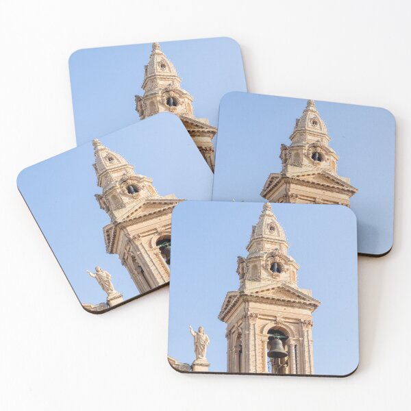 Item preview, Historic Church Bell Tower and Ornate Stone Steeple Against Clear Blue Sky designed and sold by Nmallia.