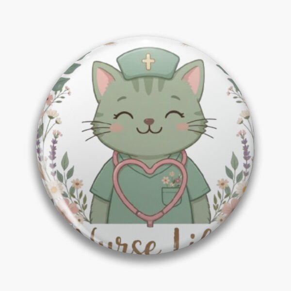 Item preview, Nurse Life Cute Cat Nurse Stethoscope Heart Floral Boho Sage designed and sold by ReginaNunn.