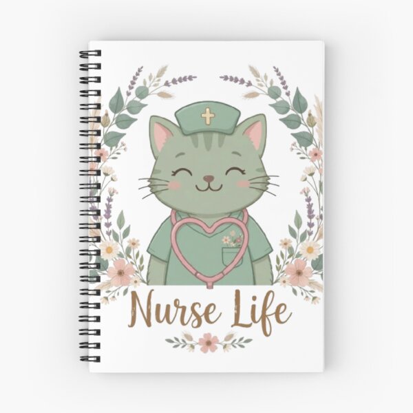 Item preview, Nurse Life Cute Cat Nurse Stethoscope Heart Floral Boho Sage designed and sold by ReginaNunn.